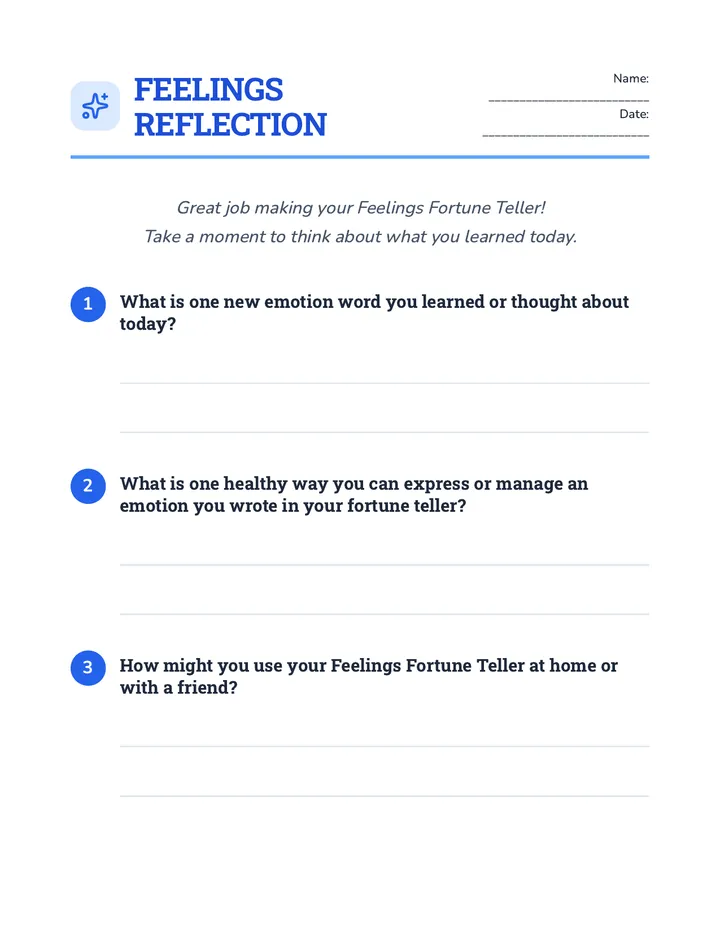 Feelings Reflection Cool Down