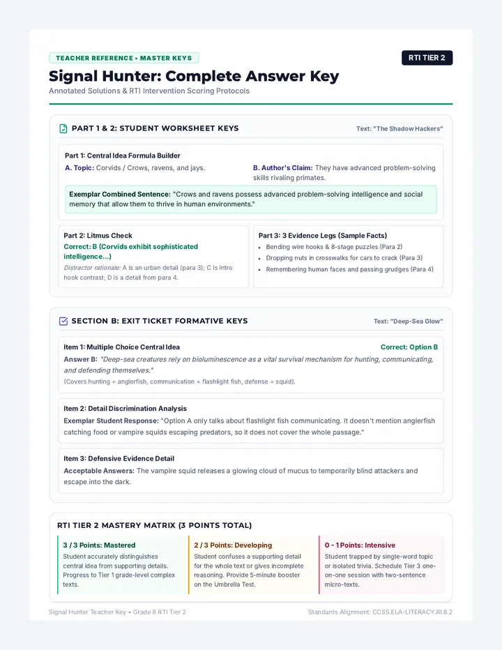 Signal Hunter Answer Key