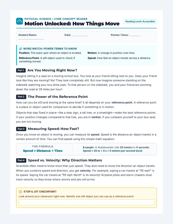 Motion Unlocked Reading Packet