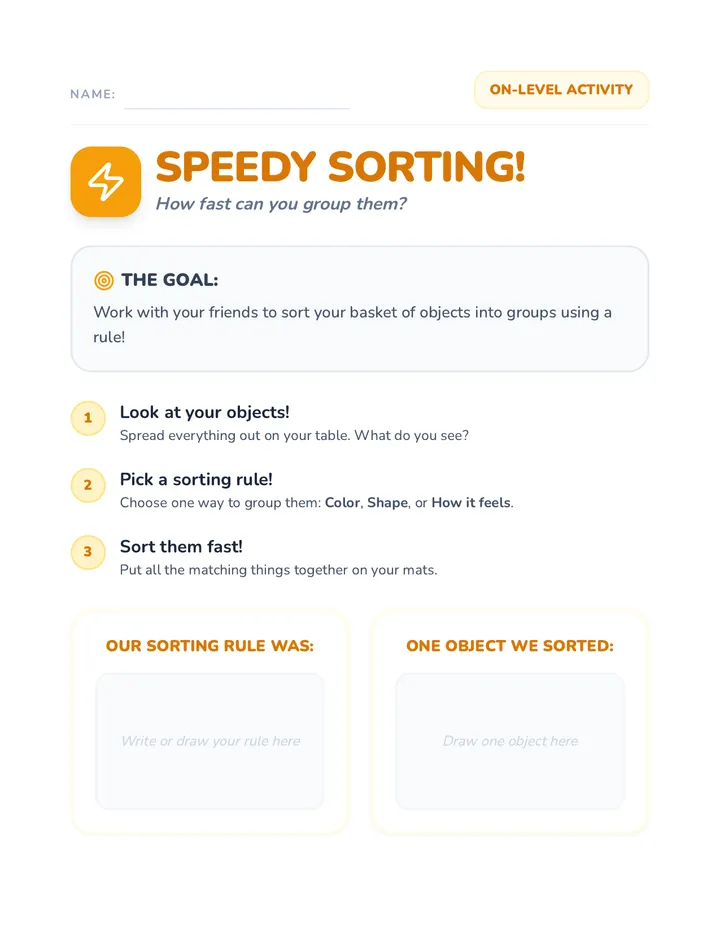 Speedy Sorting Activity