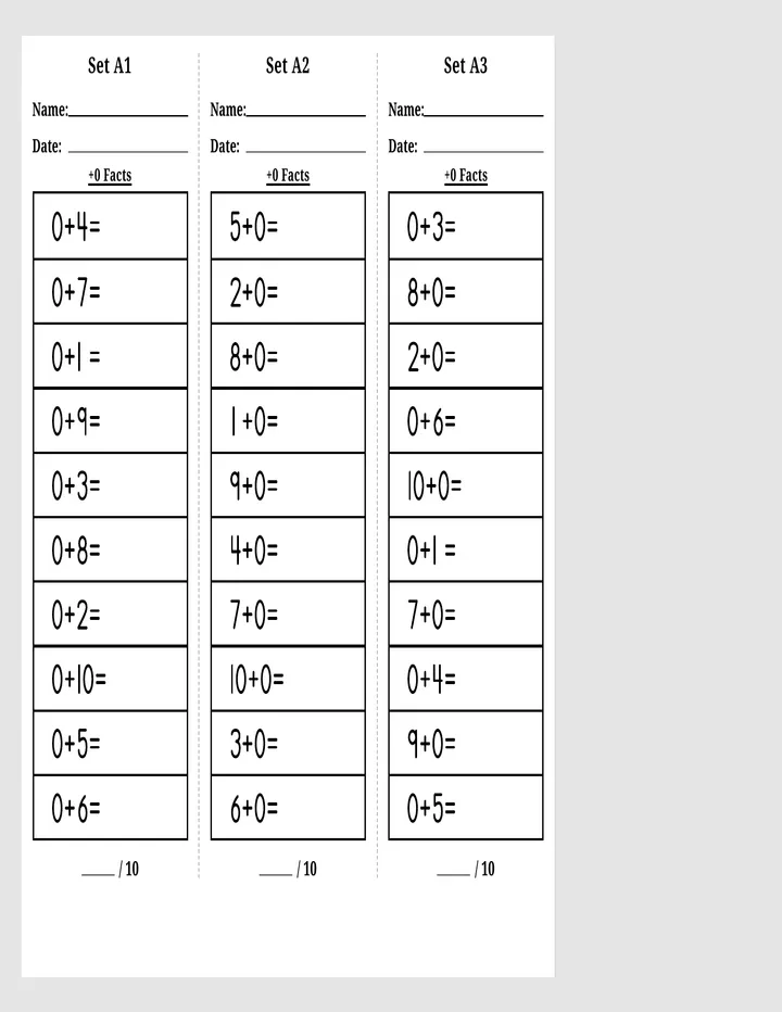 Complete Addition Sprints Booklet
