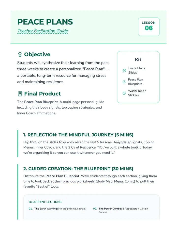 Peace Plans Teacher Guide