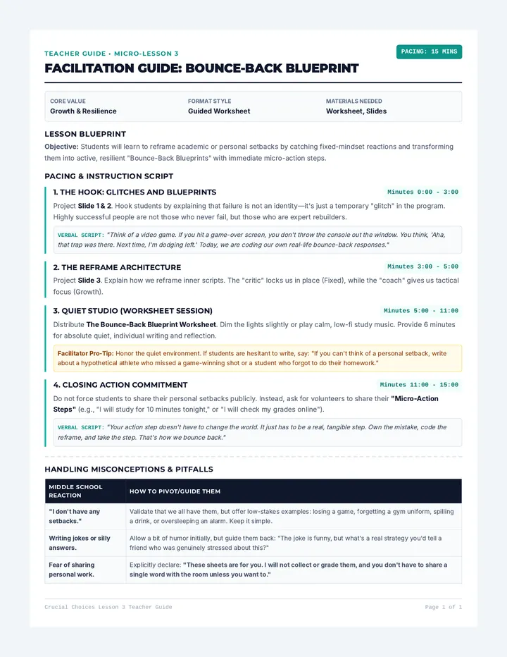 Bounce-Back Blueprint Teacher Guide