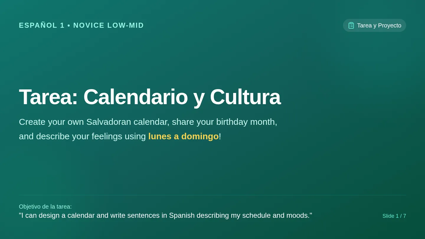 Calendario y Cultura Slides