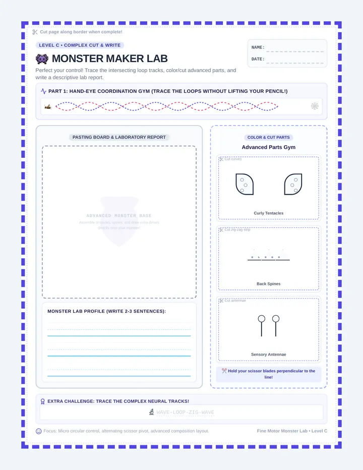 Monster Lab Advanced Worksheet
