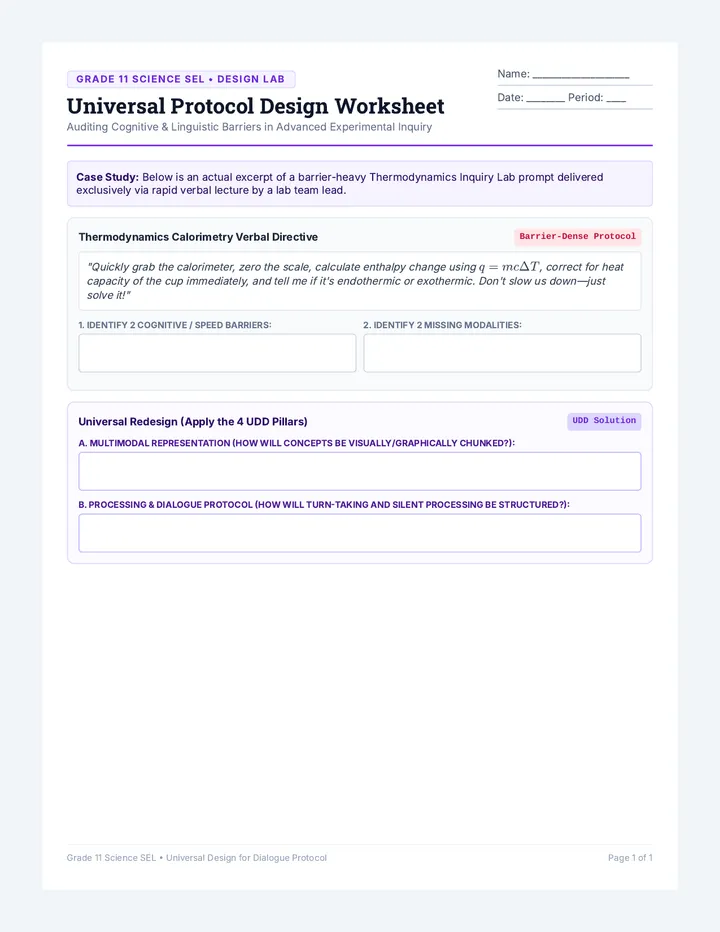 Universal Protocol Design Worksheet