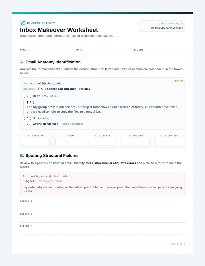 Inbox Makeover Worksheet
