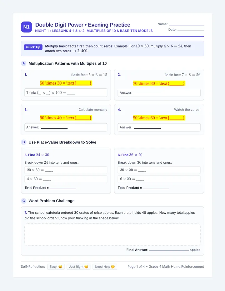 Double Digit Practice Worksheet