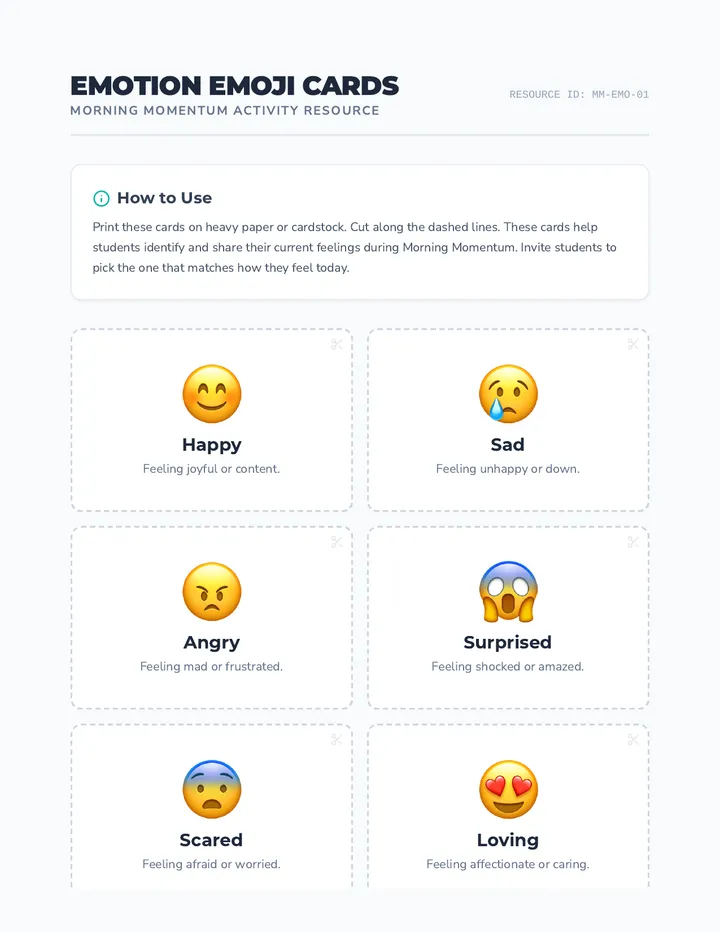 Emotion Emoji Cards Activity
