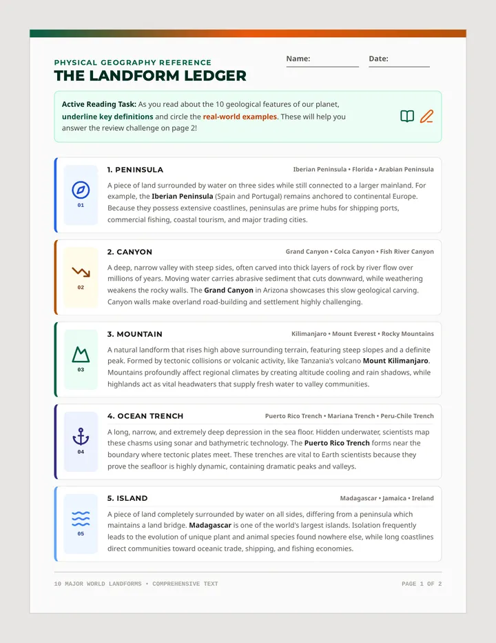 Landform Expert Handout