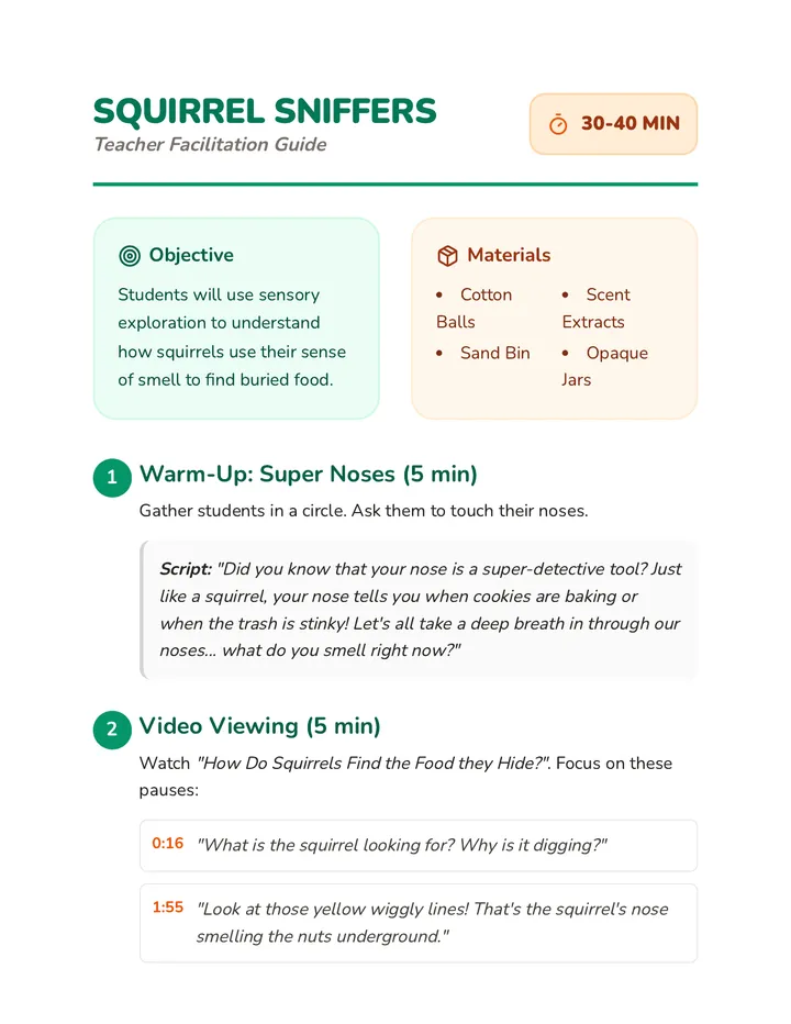 Squirrel Sniffers Teacher Guide