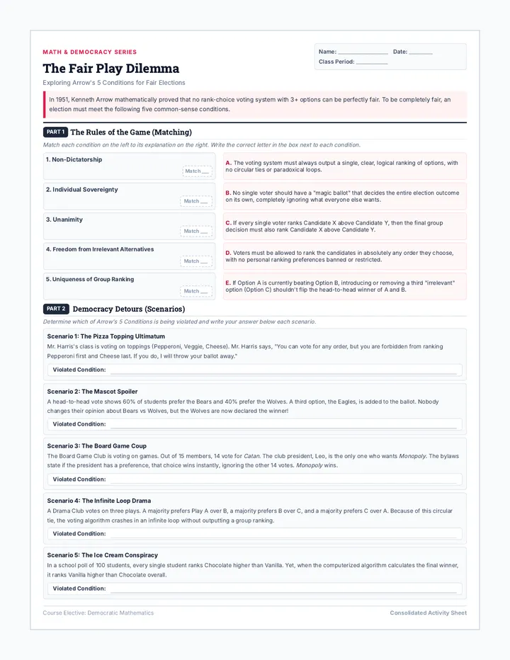 Fair Play Worksheet