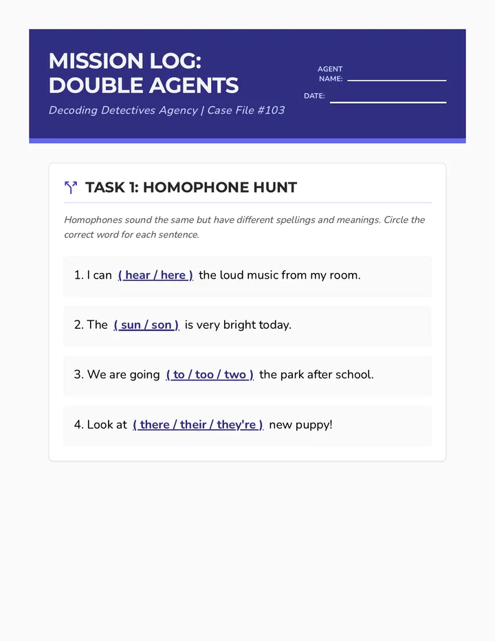 Double Agents Mission Log