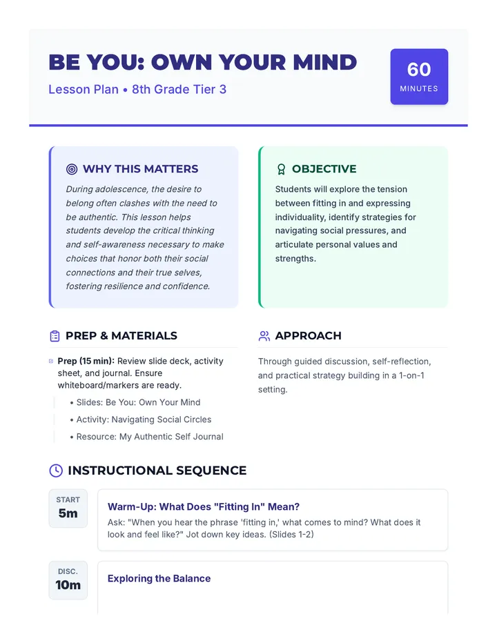 Be You Lesson Plan Document