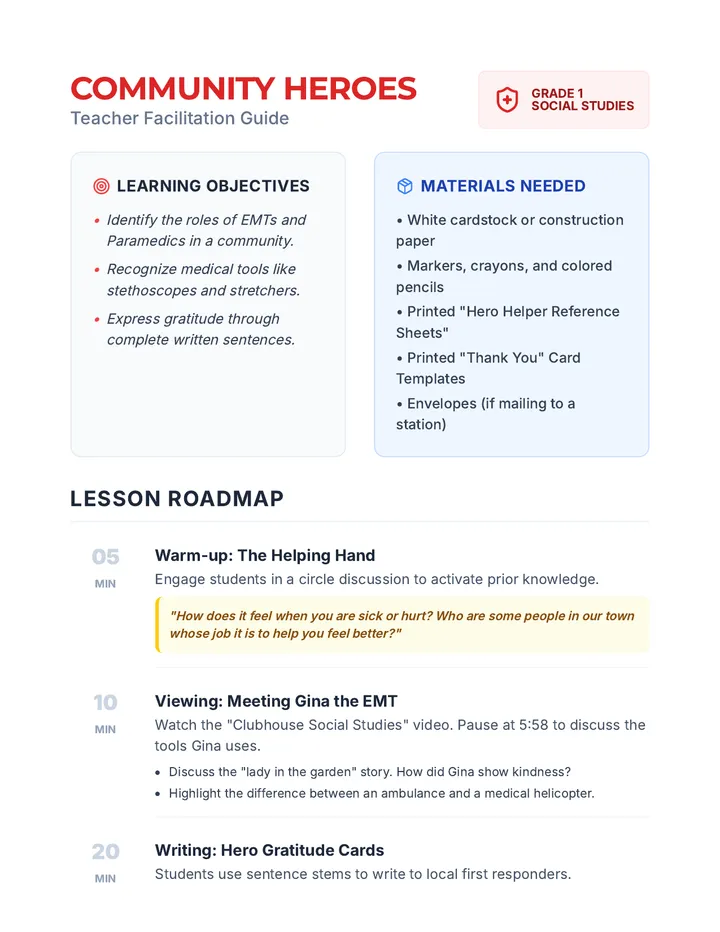 Hero Helper Lesson Plan