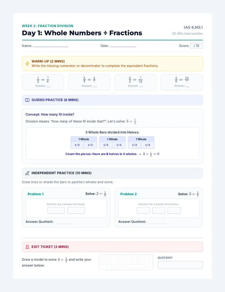 Fraction Division Student Workbook