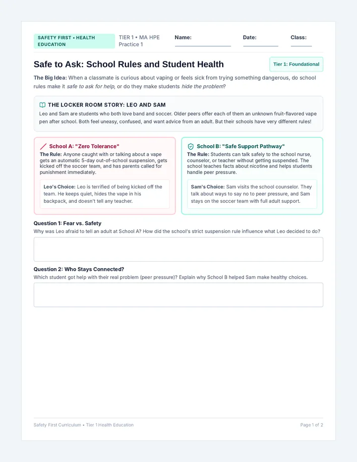 Tier One Crossroads Worksheet