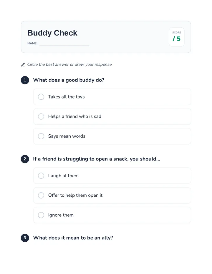 Buddy Check Quiz