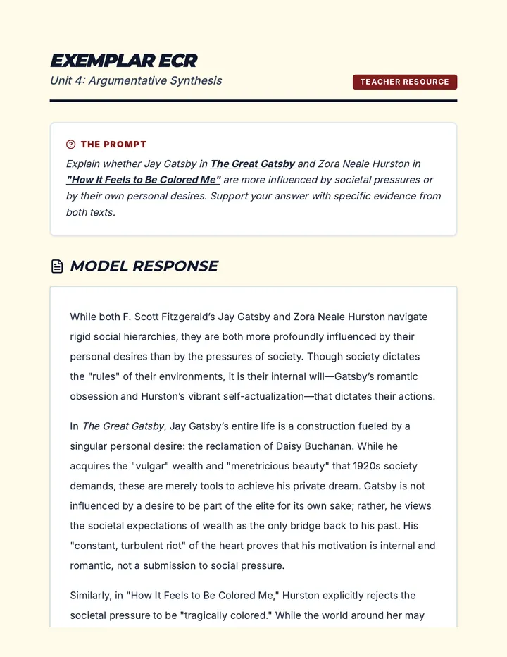 Gatsby Hurston Exemplar ECR Material