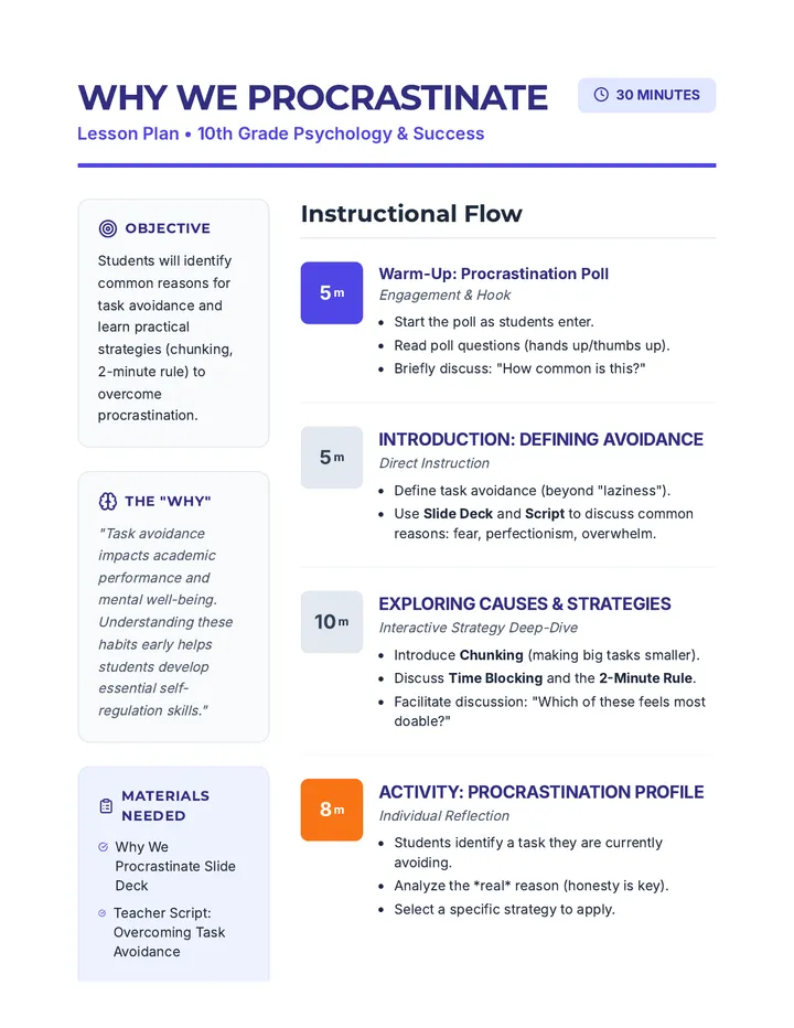 Why We Procrastinate Lesson Plan