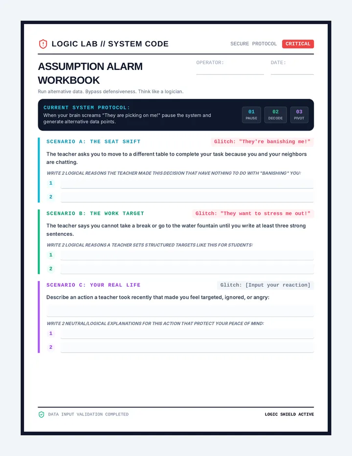 Assumption Alarm Worksheet