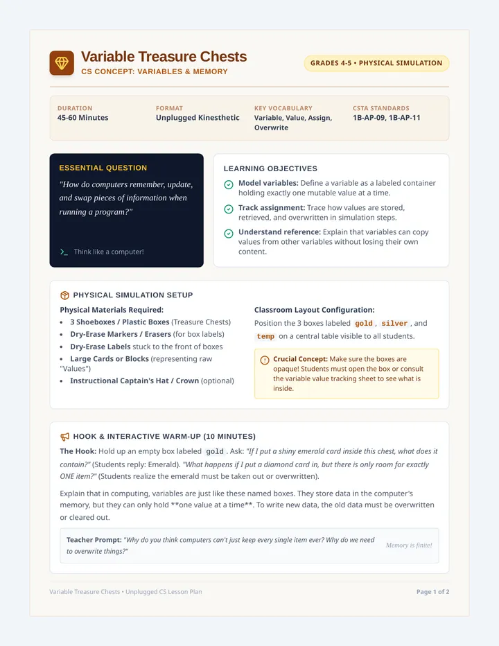 Treasure Chests Lesson Plan
