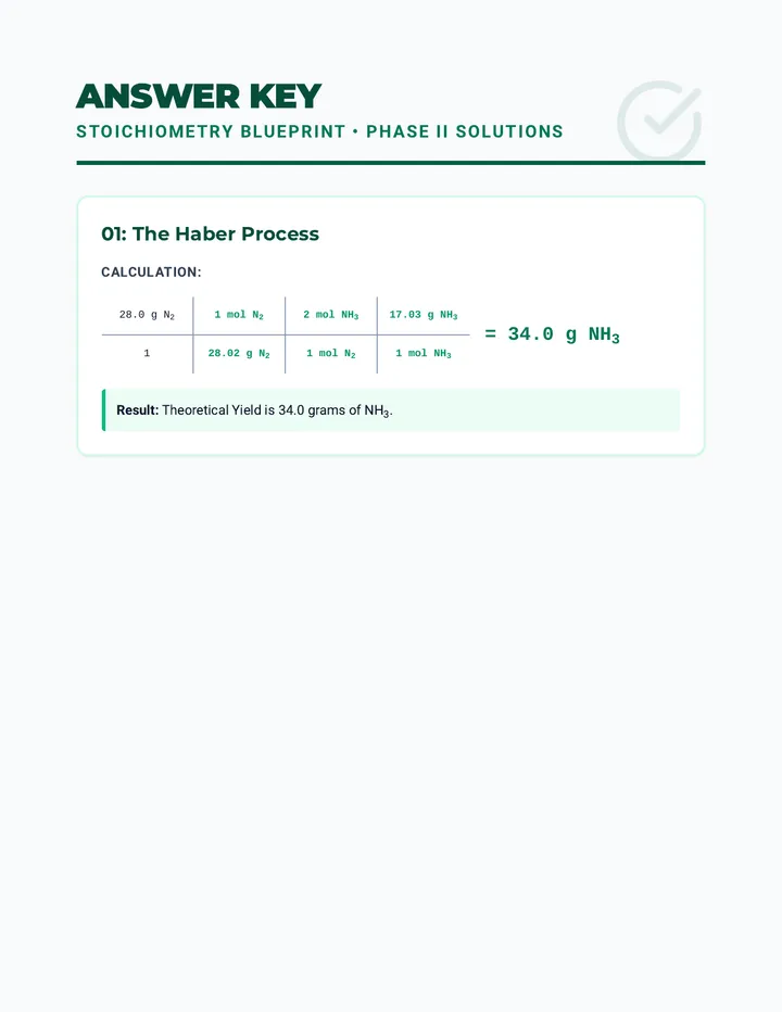 Stoichiometry Blueprint Answer Key