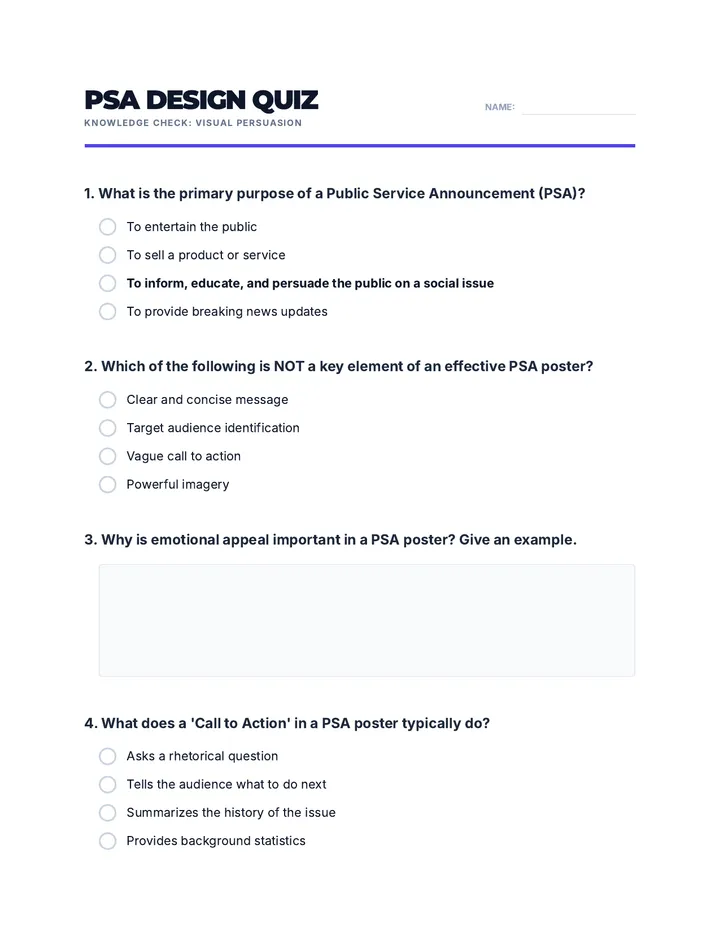 PSA Poster Design Quiz