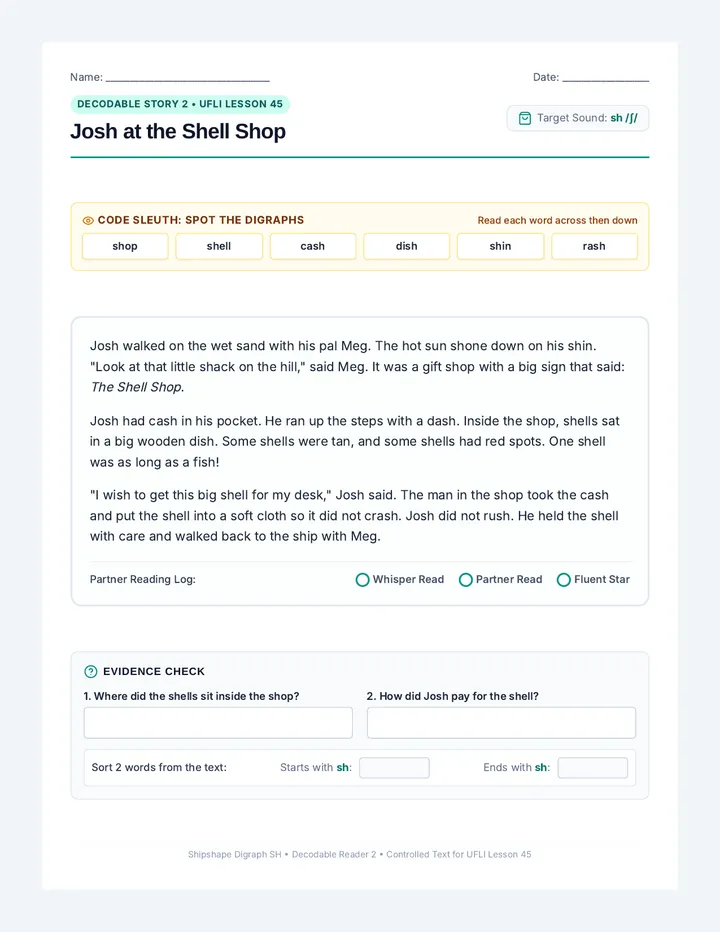 Shell Shop Decodable Reader