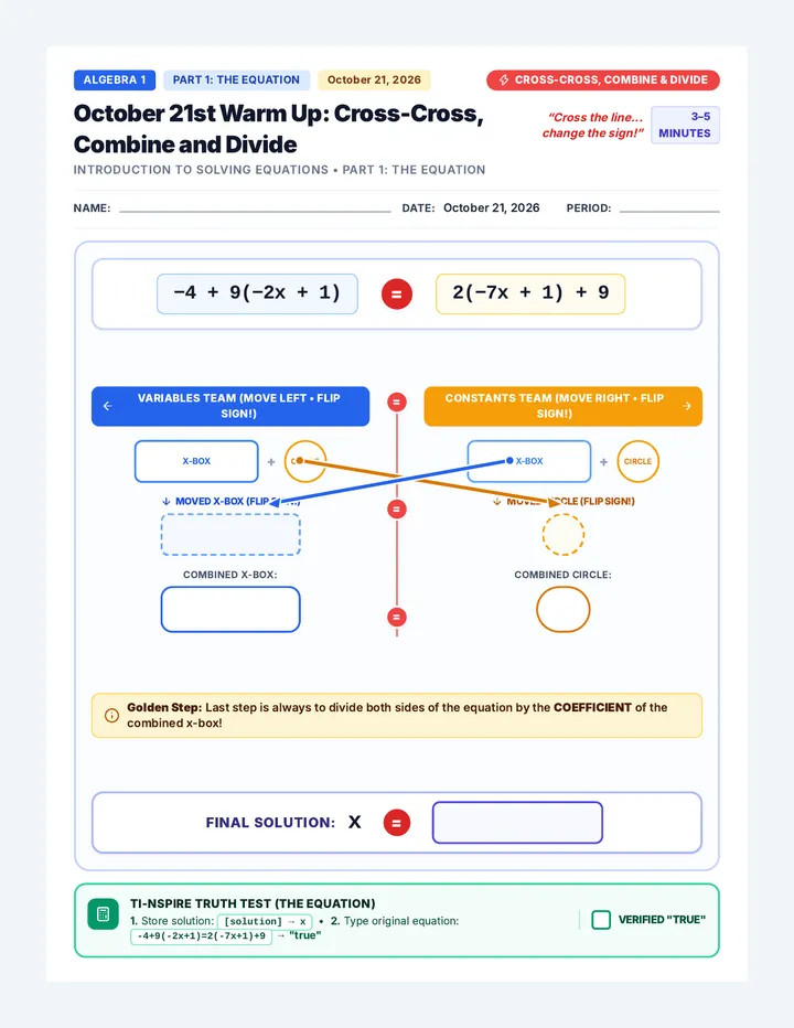 Cross-Cross Combine Divide Worksheet
