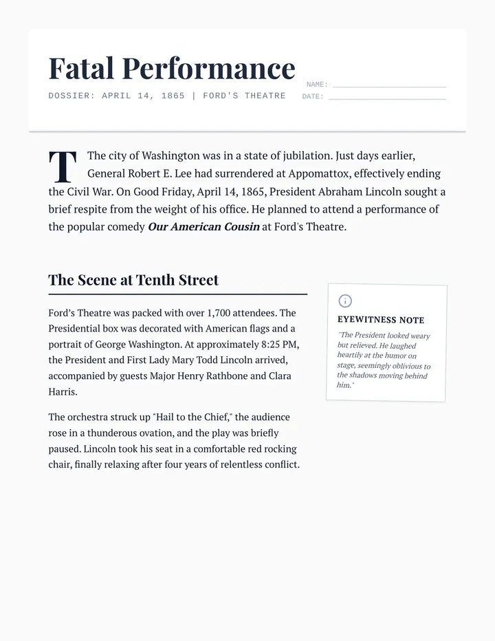 Fatal Performance Reading