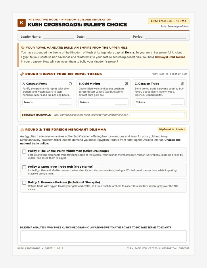Kush Crossroads Choice Activity