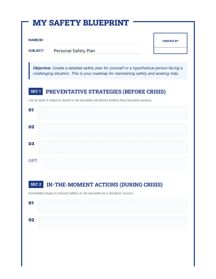 Personal Hypothetical Safety Plan Template