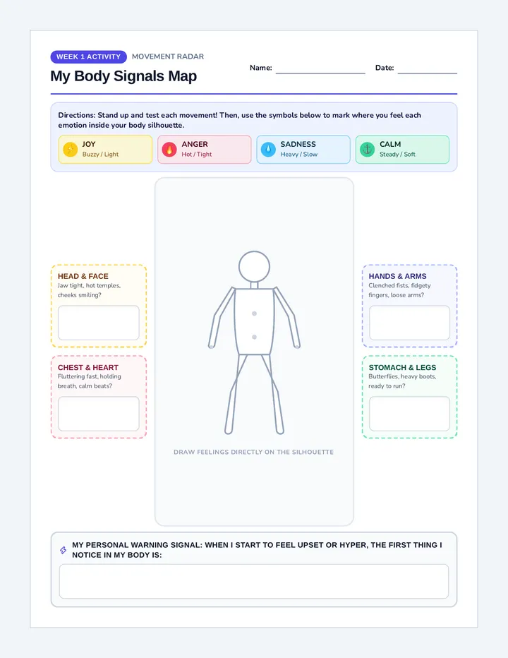 Body Signals Action Worksheet