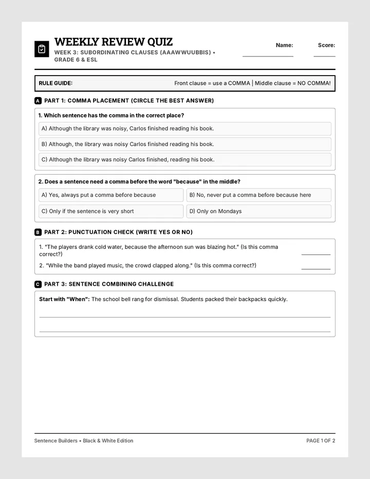 Complex Connections Review Quiz