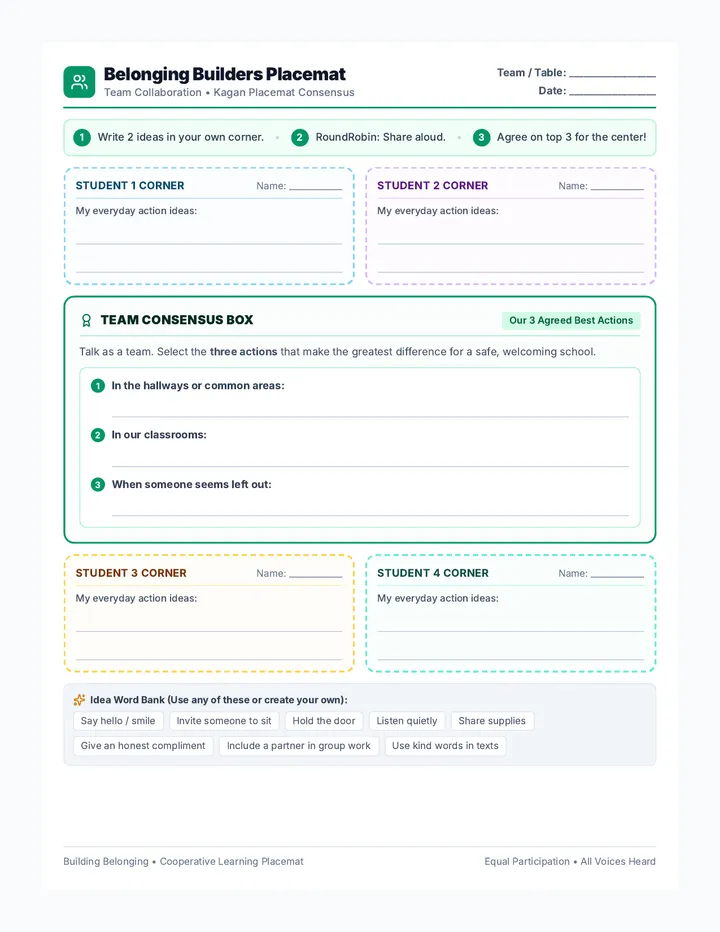 Belonging Builders Activity Sheet