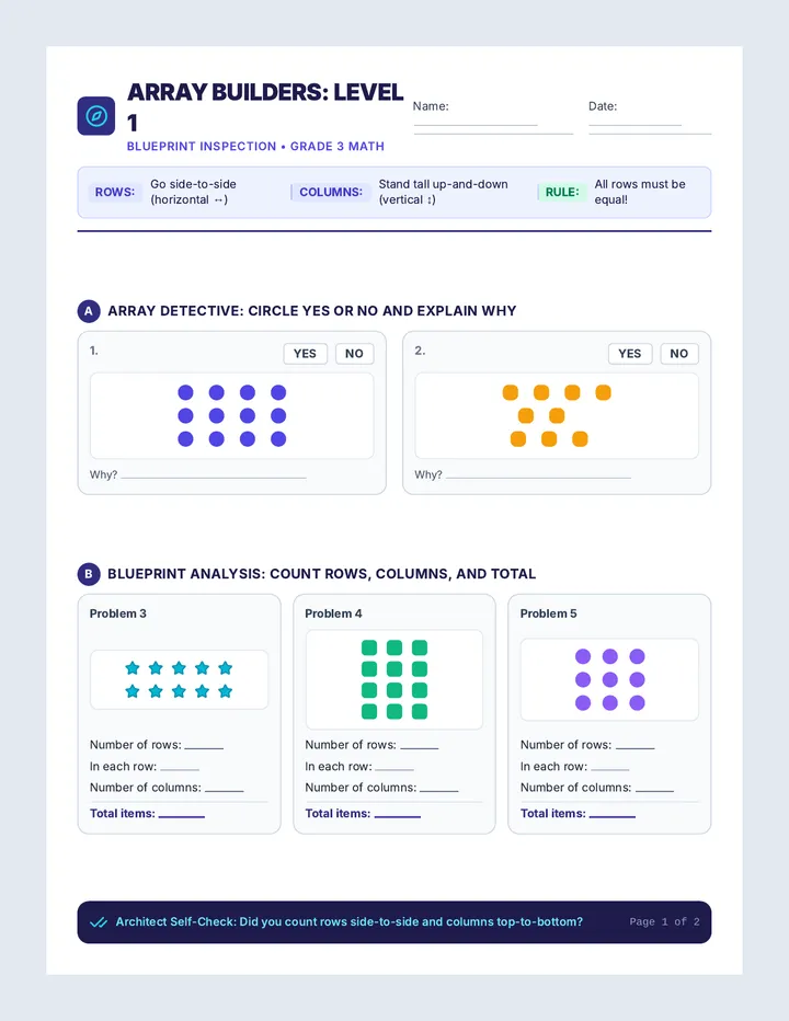 Array Builders Worksheet
