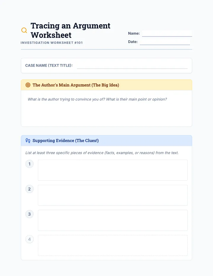 Tracing an Argument Worksheet