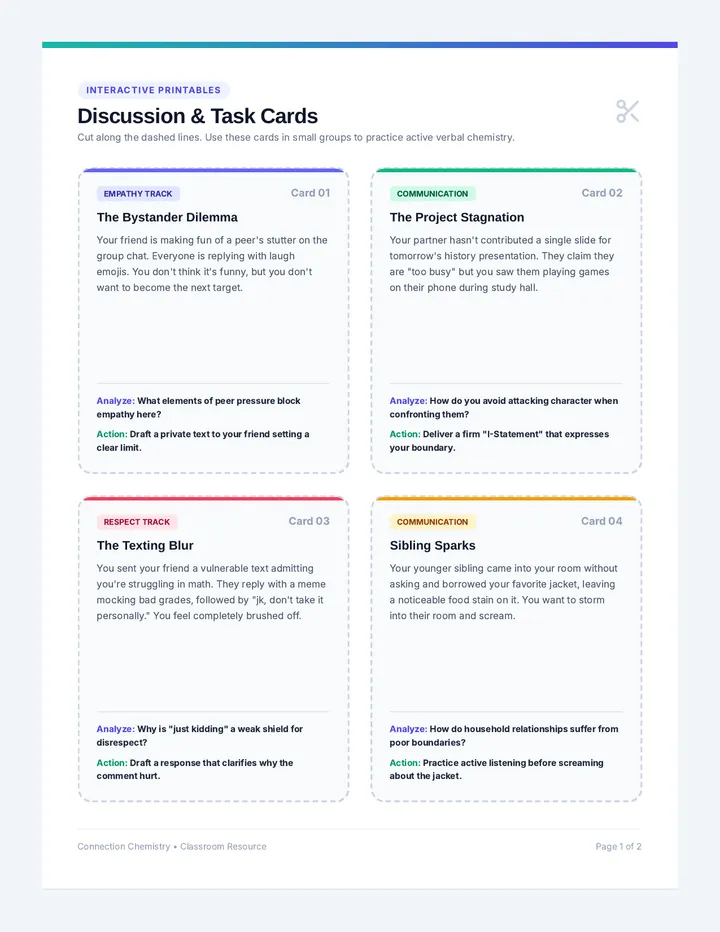 Connection Chemistry Task Cards