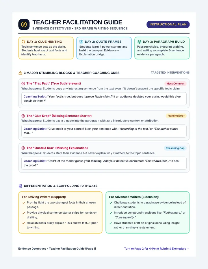 Paragraph Builder Teacher Guide