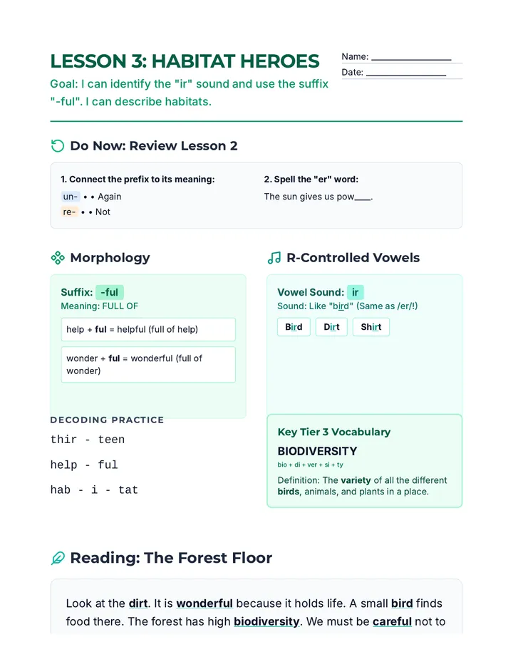Habitat Heroes Handout 3