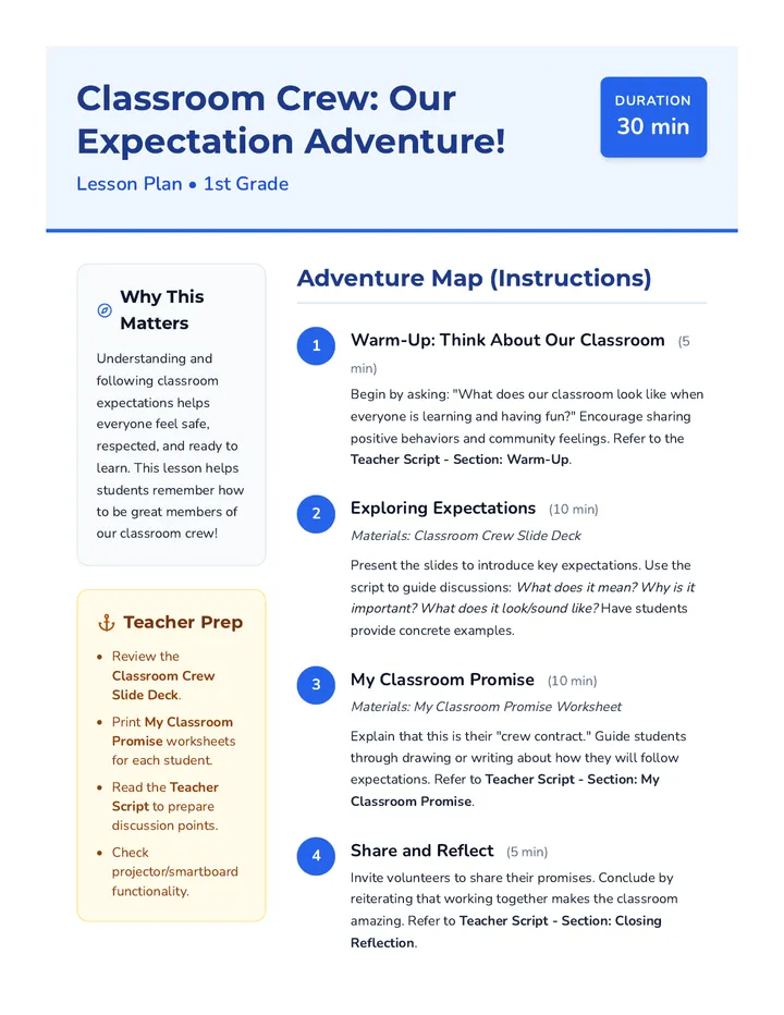 Classroom Crew Lesson Plan