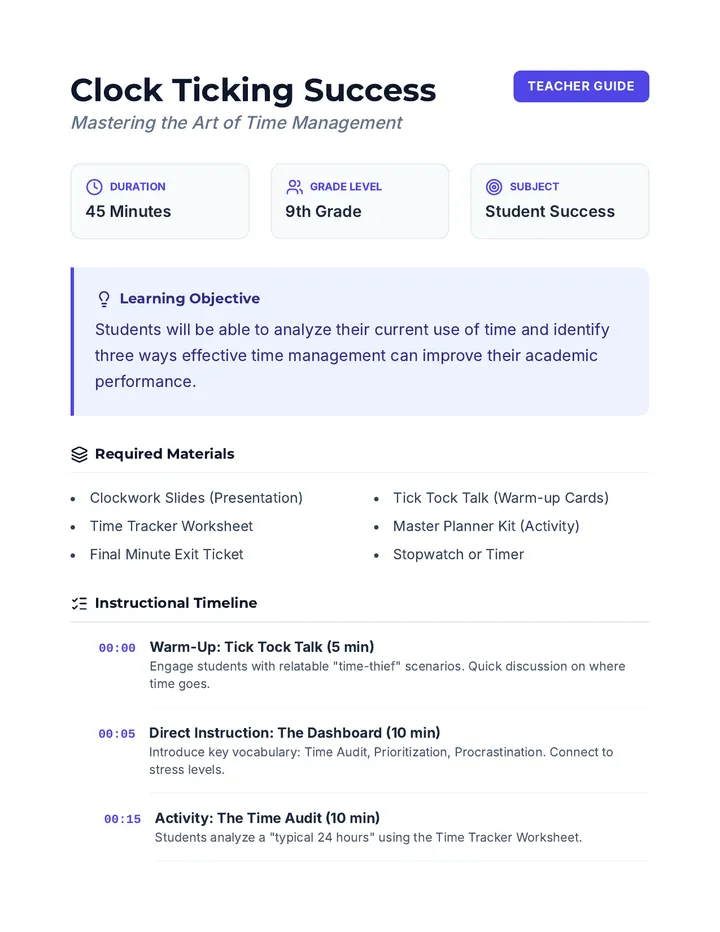 Clockwork Lesson Plan