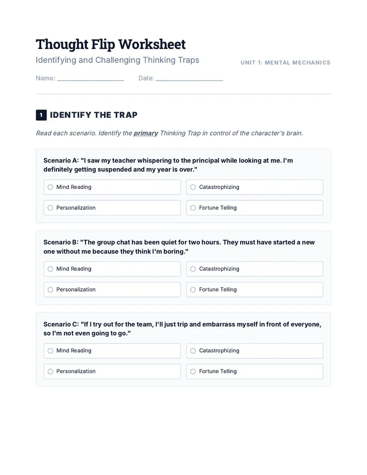 Thought Flip Worksheet