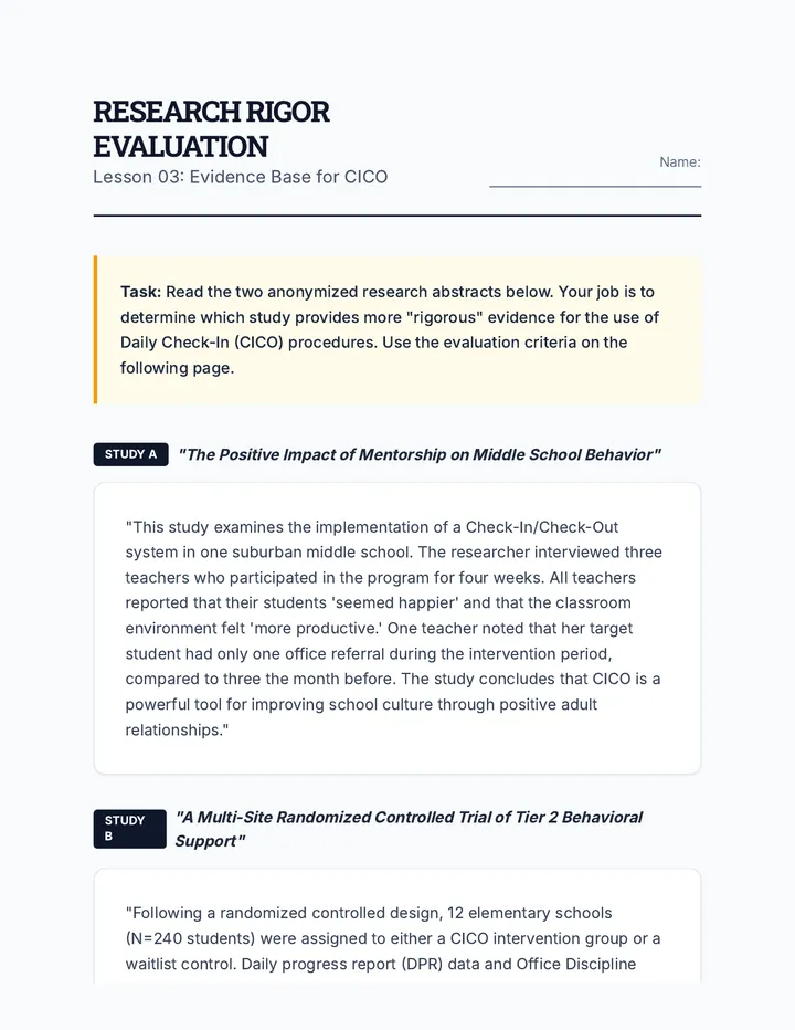 Research Rigor Worksheet