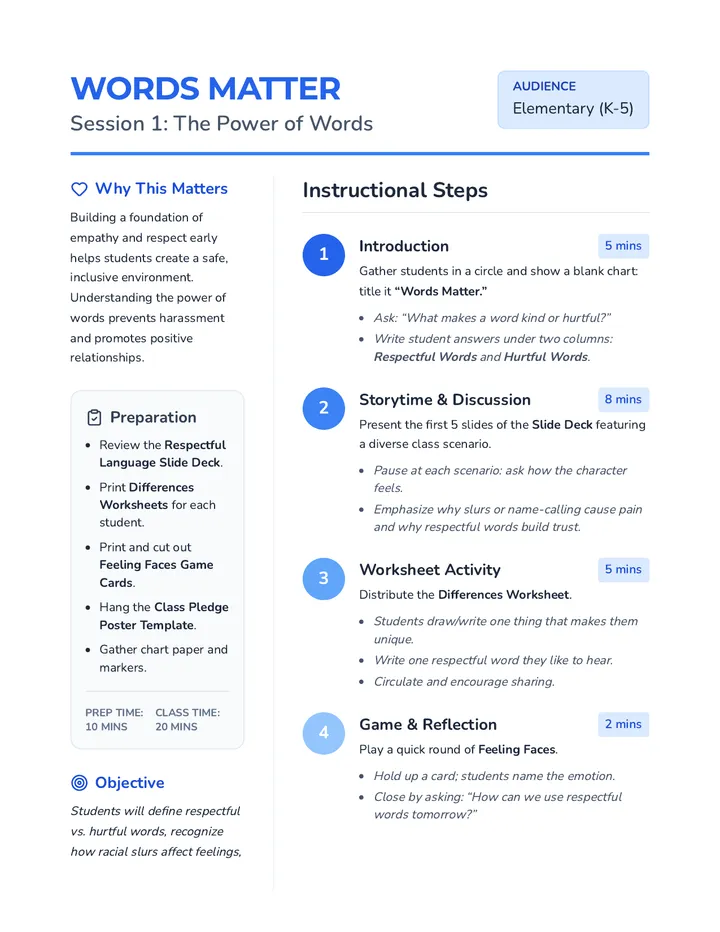 Session 1 Lesson Plan Guide