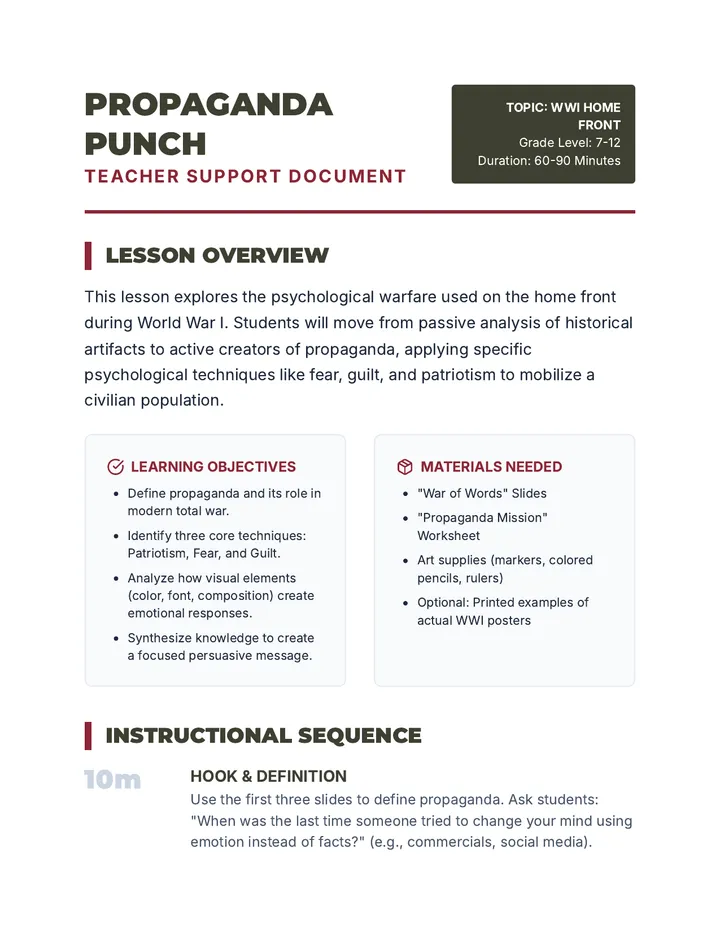 Propaganda Punch Teacher Guide