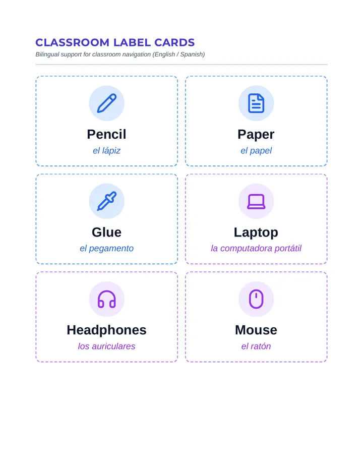 Classroom Label Cards