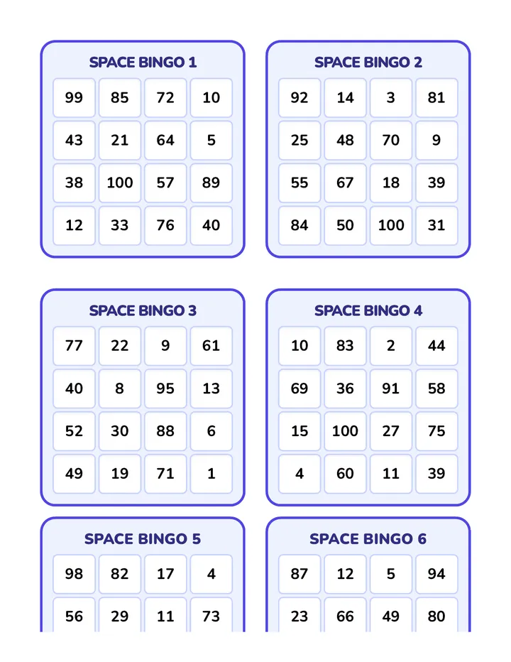Starry Bingo Cards