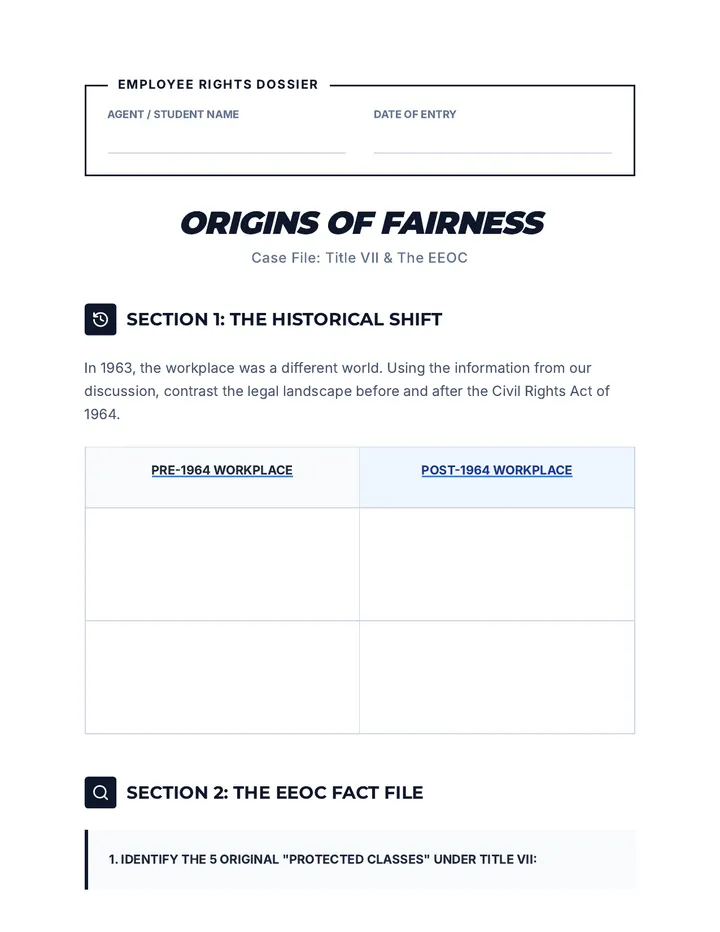 Right to Work Worksheet